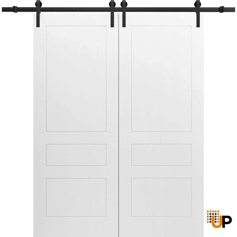 Double solid core sliding classic interior barn double door | Mela 0733 Painted White | 36 x 80 (2* 18x80) photo#1
