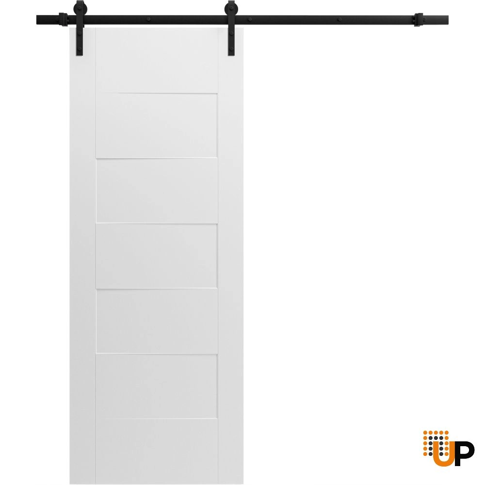 Single solid core sliding flush interior barn door | Mela 0755 Painted White | 42 x 96 photo#1