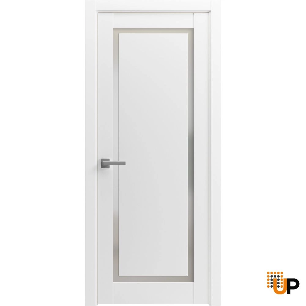 Single solid core interior swing door with frosted glass | Planum 0888 Painted White | 18 x 80 photo#1