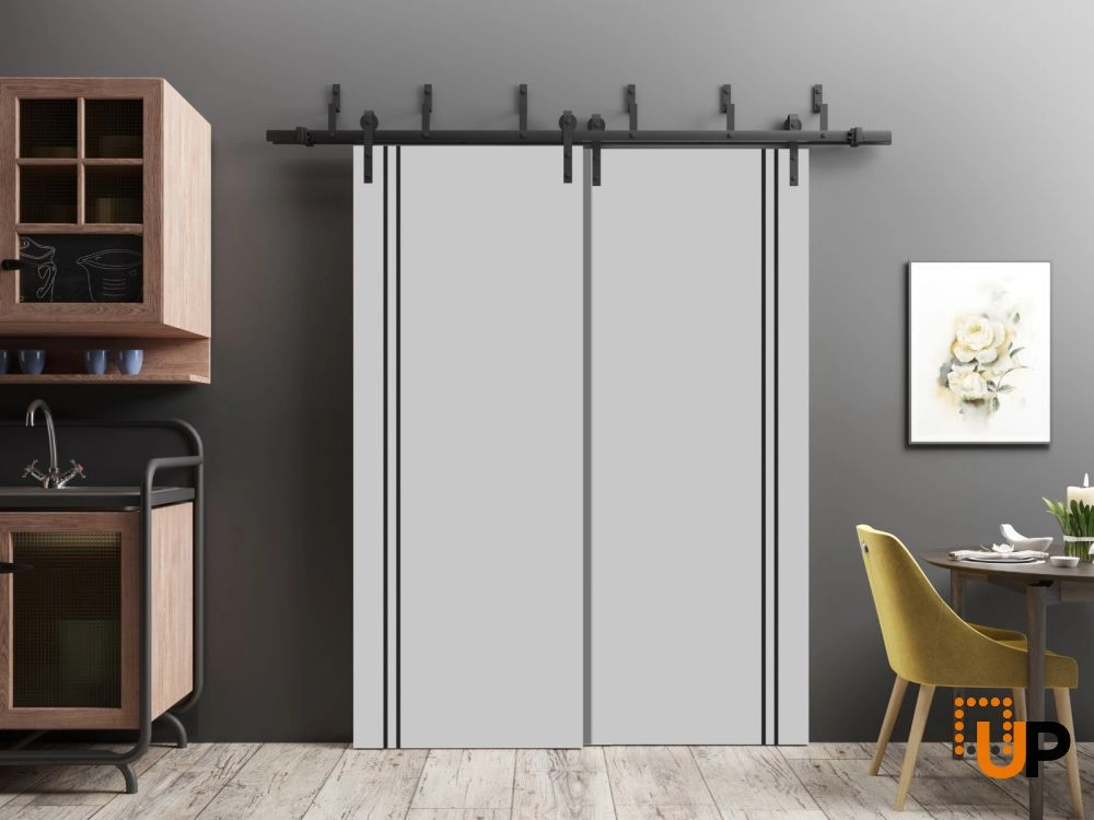 Single solid wood with honeycomb modern interior door slab | Planum 0016 Matte Grey | 18 x 80 photo#2