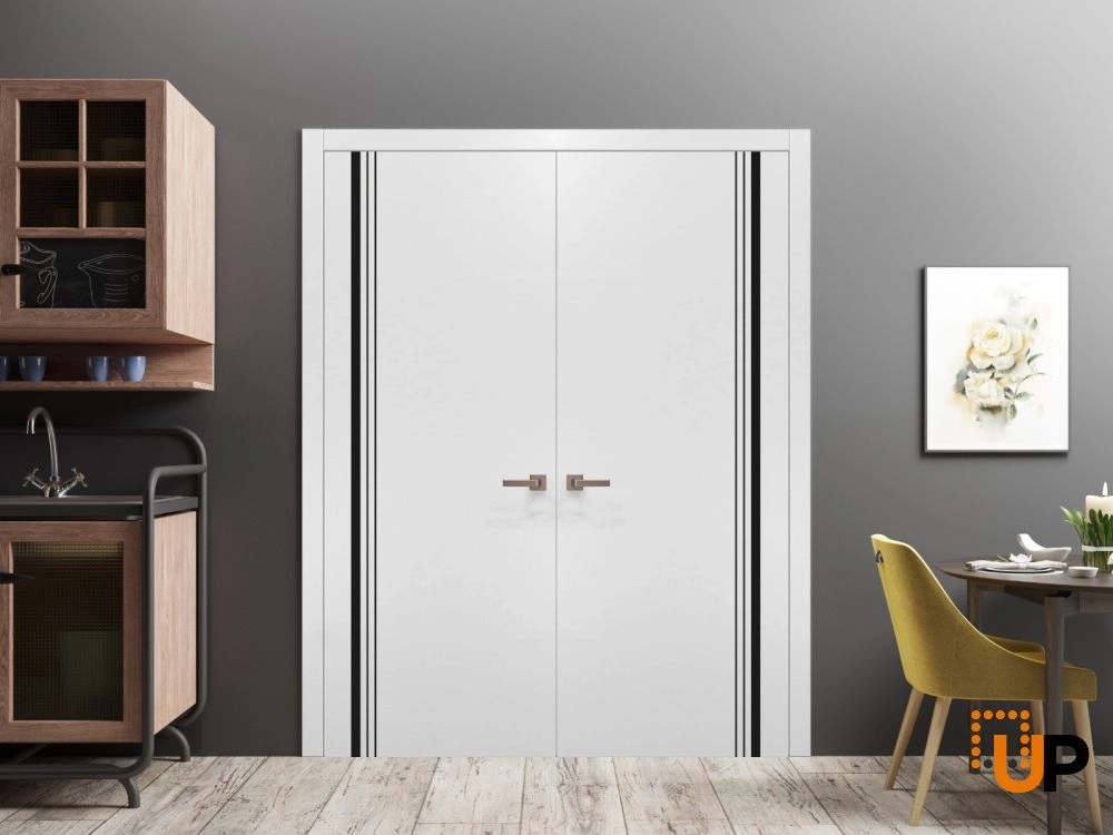 Single solid wood with honeycomb flush interior door slab | Planum 0011 White | 18 x 80 photo#3