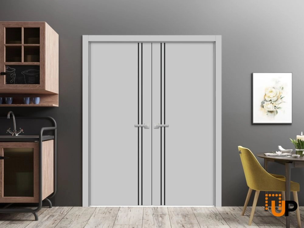 Single solid wood with honeycomb modern interior door slab | Planum 0016 Matte Grey | 18 x 80 photo#3