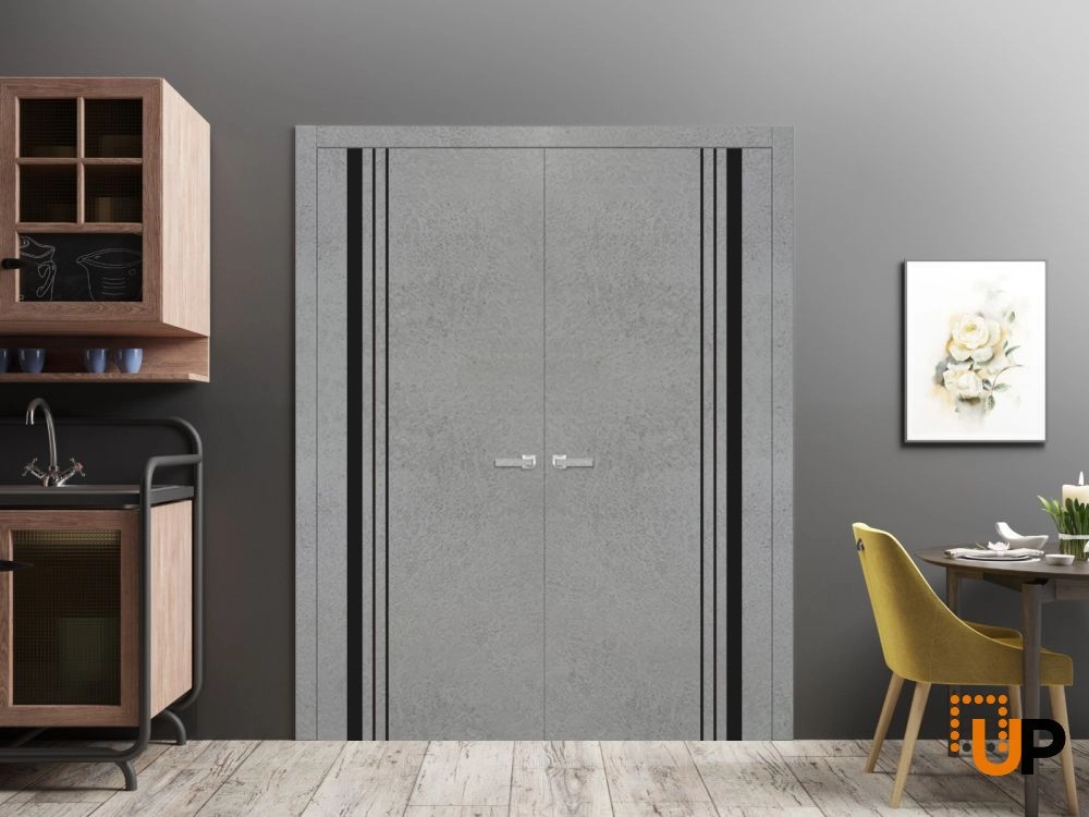 Single solid wood with honeycomb modern interior door slab | Planum 0011 Concrete | 18 x 80 photo#3
