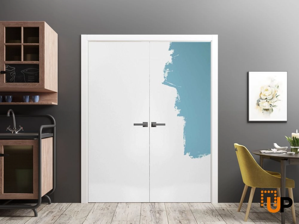Double solid wood with honeycomb french interior swing double door | Planum 0010 Primed | 36 x 80 (2* 18x80) photo#2