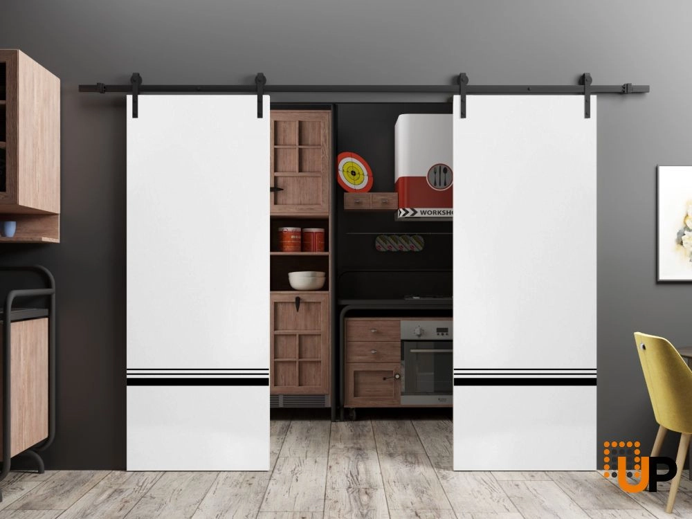 Double solid wood with honeycomb sliding classic interior barn double door | Planum 0012 White | 36 x 80 (2* 18x80) photo#2