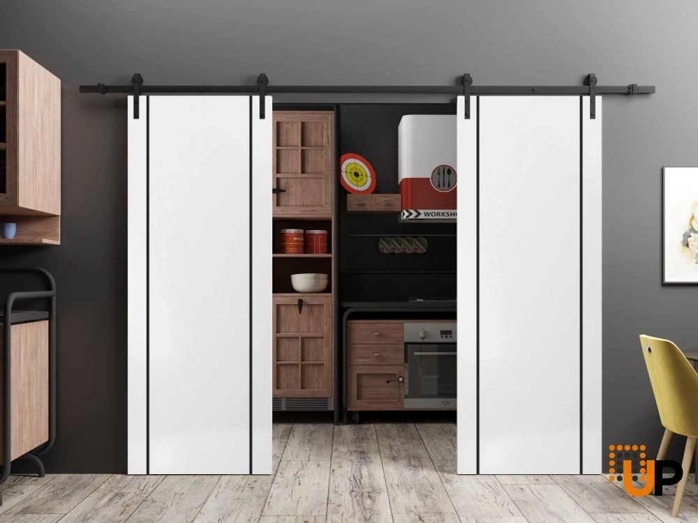Double solid wood with honeycomb sliding classic interior barn double door | Planum 0017 White | 36 x 80 (2* 18x80) photo#2