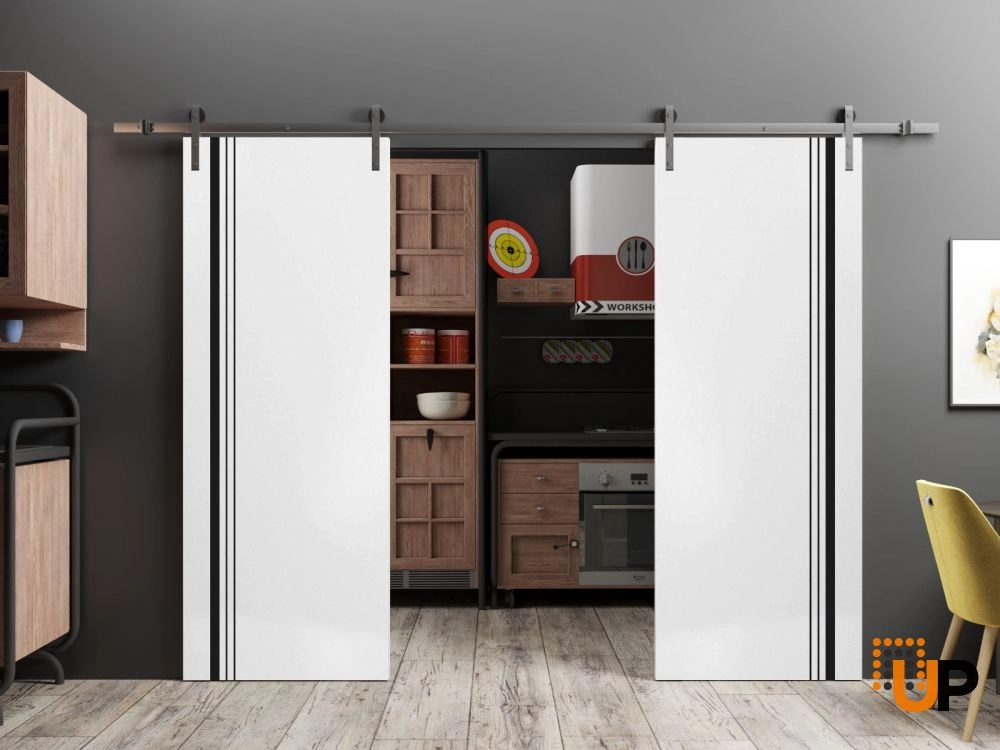Double solid wood with honeycomb sliding classic interior barn double door | Planum 0011 White | 36 x 80 (2* 18x80) photo#2