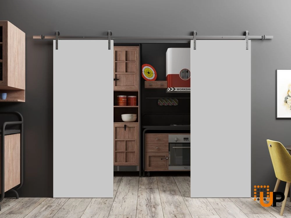 Single solid wood with honeycomb modern interior door slab | Planum 0010 Matte Grey | 18 x 80 photo#2