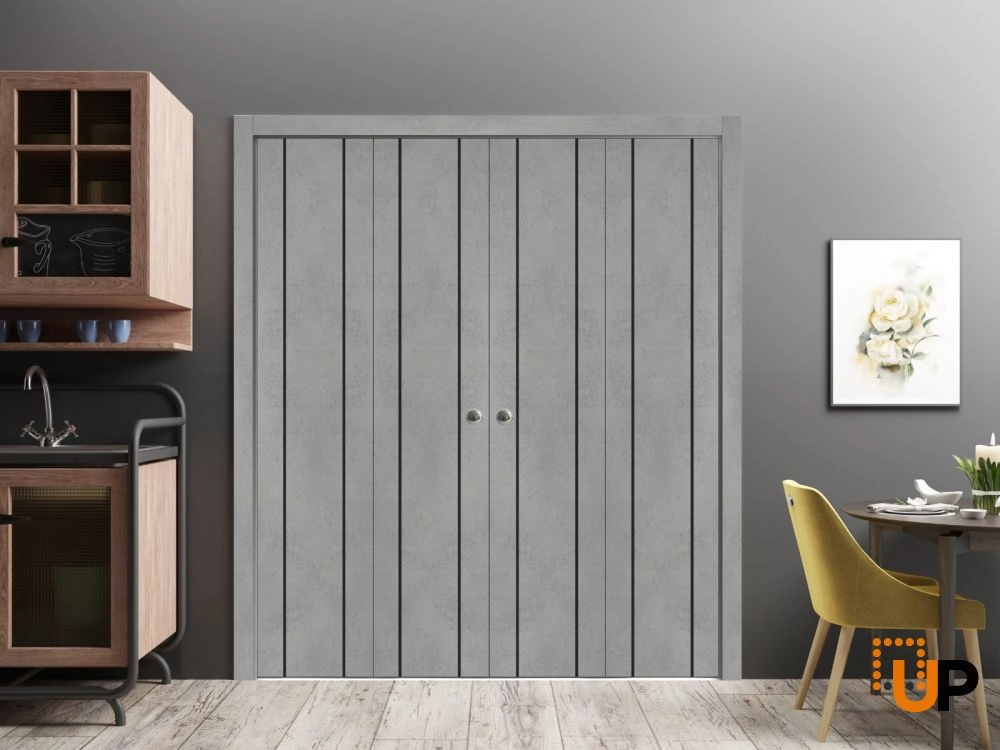 4 folding panels solid wood with honeycomb sliding modern interior bi-fold double door | Planum 0017 White | 72 x 80 (4* 18x80) photo#2