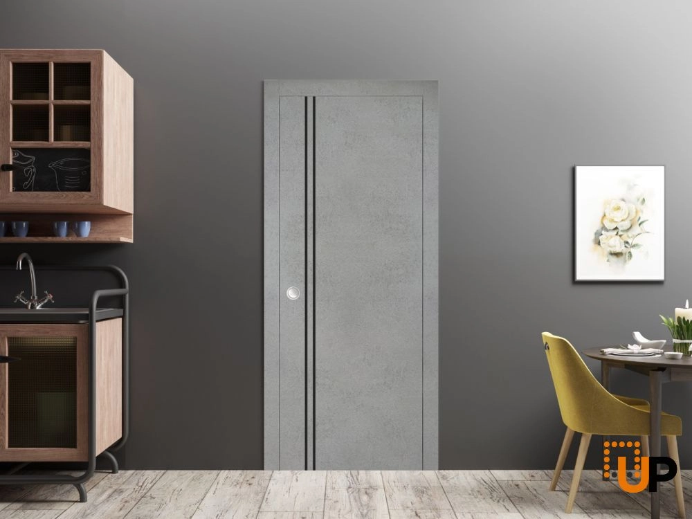 Single solid wood with honeycomb modern interior door slab | Planum 0016 Concrete | 18 x 80 photo#4
