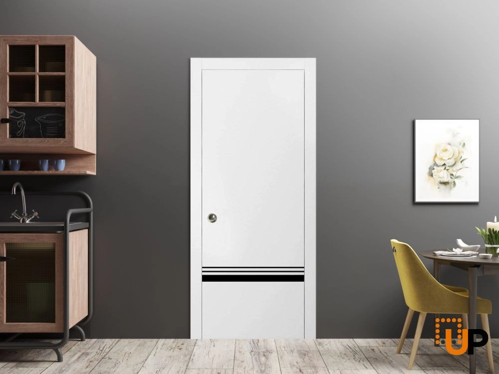 Single solid wood with honeycomb modern interior door slab | Planum 0012 White | 18 x 80 photo#4