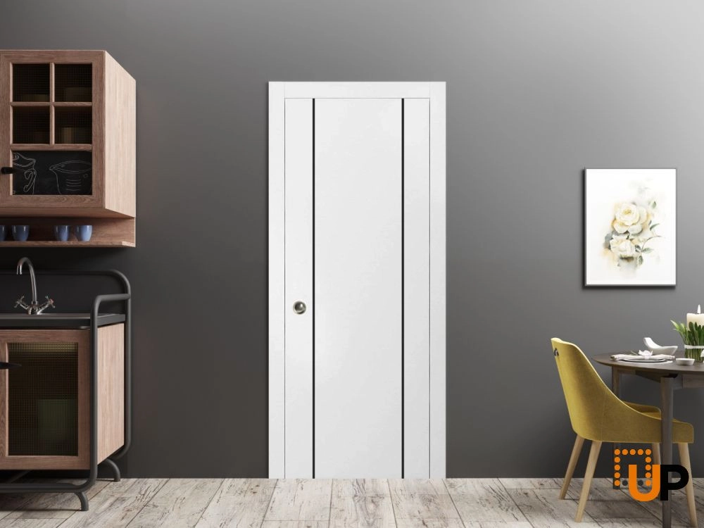 Single solid wood with honeycomb modern interior door slab | Planum 0017 White | 18 x 80 photo#4