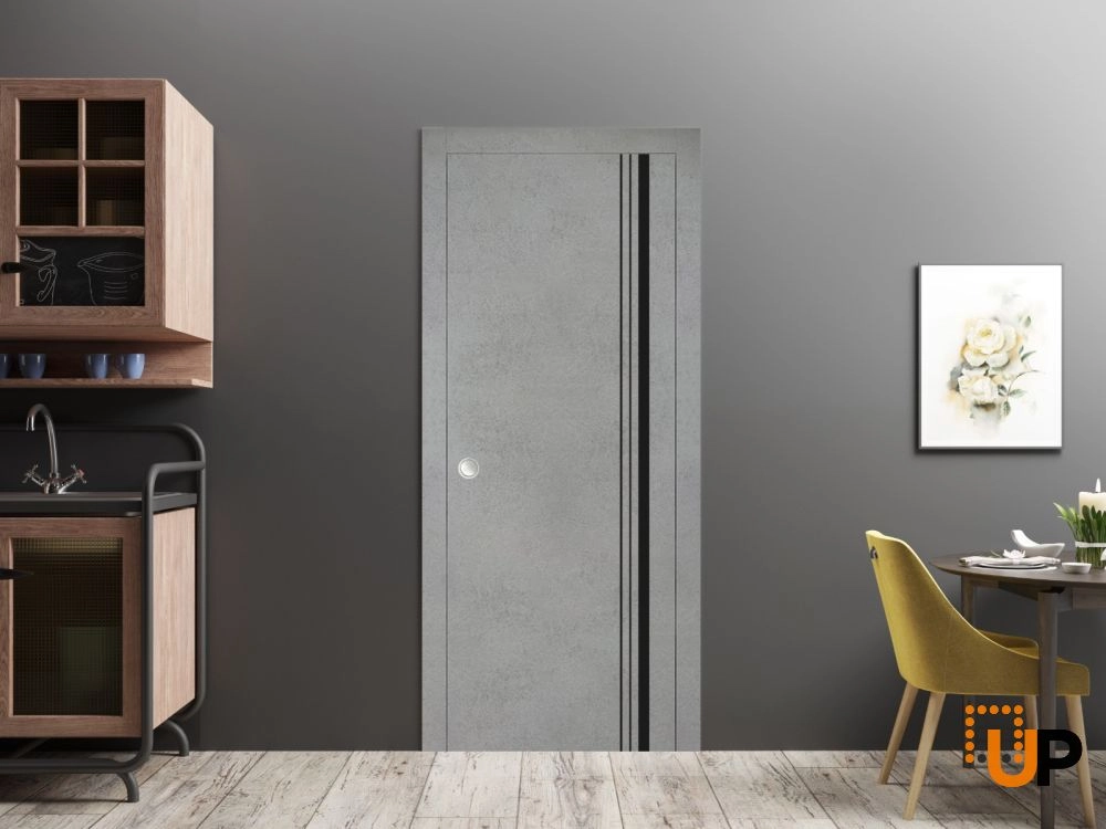 Single solid wood with honeycomb modern interior door slab | Planum 0011 Concrete | 18 x 80 photo#4