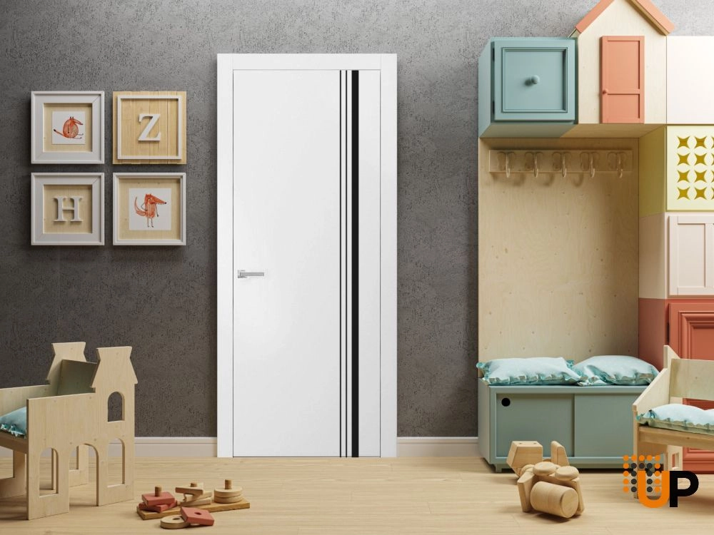 Single solid wood with honeycomb modern interior swing door | Planum 0011 White | 18 x 80 photo#2