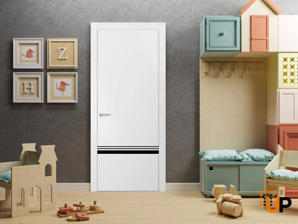 Single solid wood with honeycomb modern interior swing door | Planum 0012 White | 18 x 80 photo#2