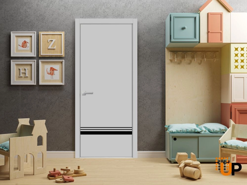 Single solid wood with honeycomb modern interior swing door | Planum 0012 Matte Grey | 18 x 80 photo#2