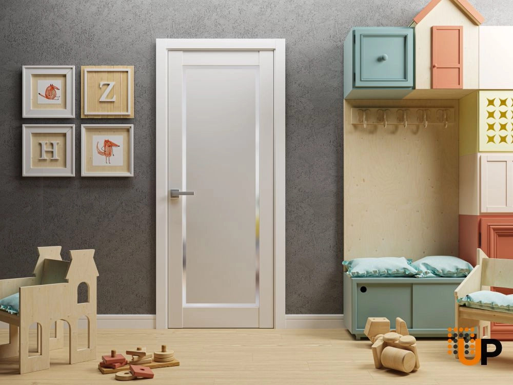 Single solid core interior swing door with frosted glass | Planum 0888 Painted White | 18 x 80 photo#2