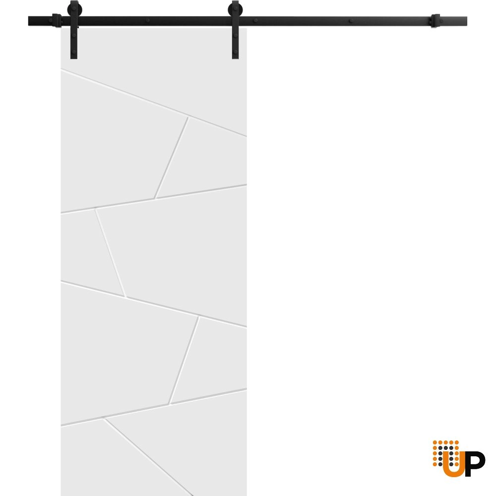 Single solid wood with honeycomb sliding flush interior barn door | Planum 0990 Painted White | 18 x 80 photo#1