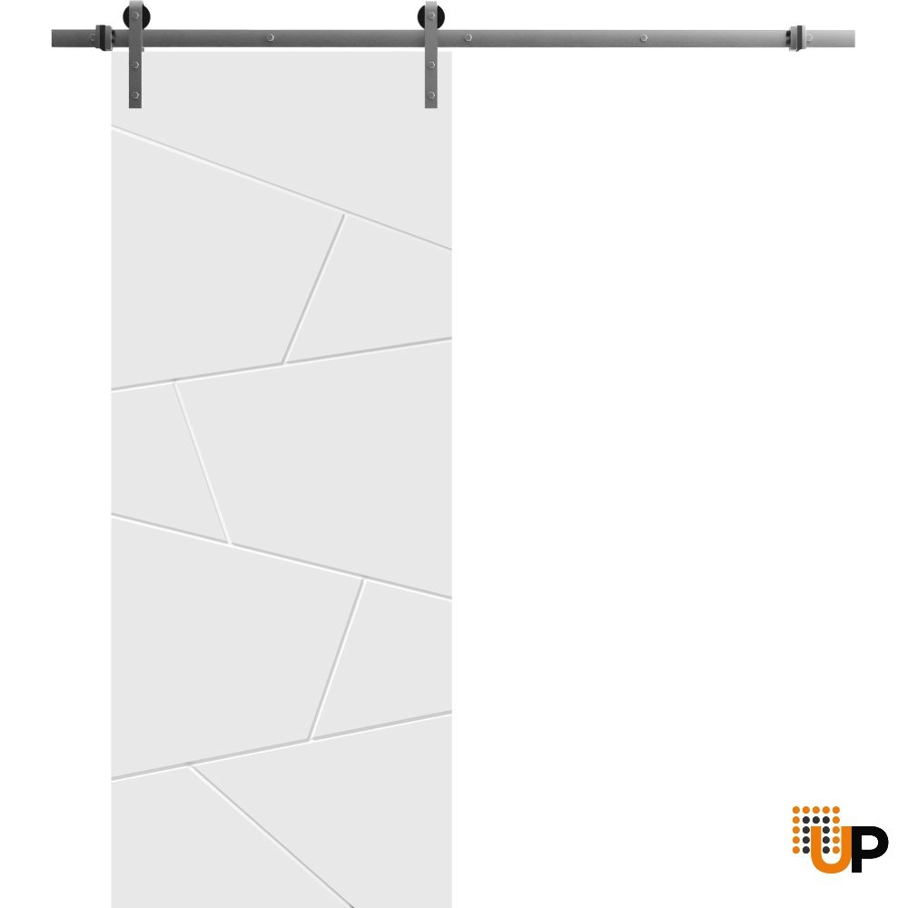 Single solid wood with honeycomb sliding interior barn door | Planum 0990 Painted White | 18 x 80 photo#1