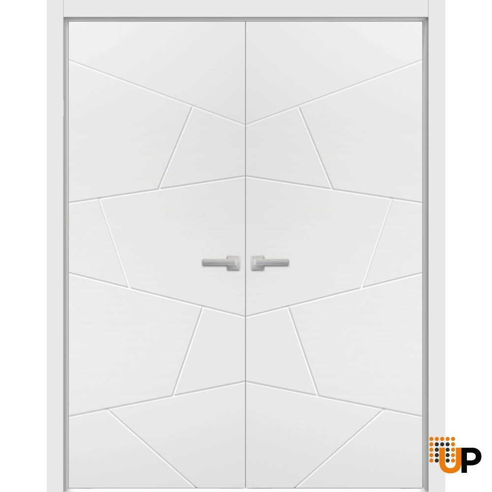 Double solid wood with honeycomb flush interior swing double door | Planum 0990 Painted White | 60 x 80 (2* 30x80) photo#1