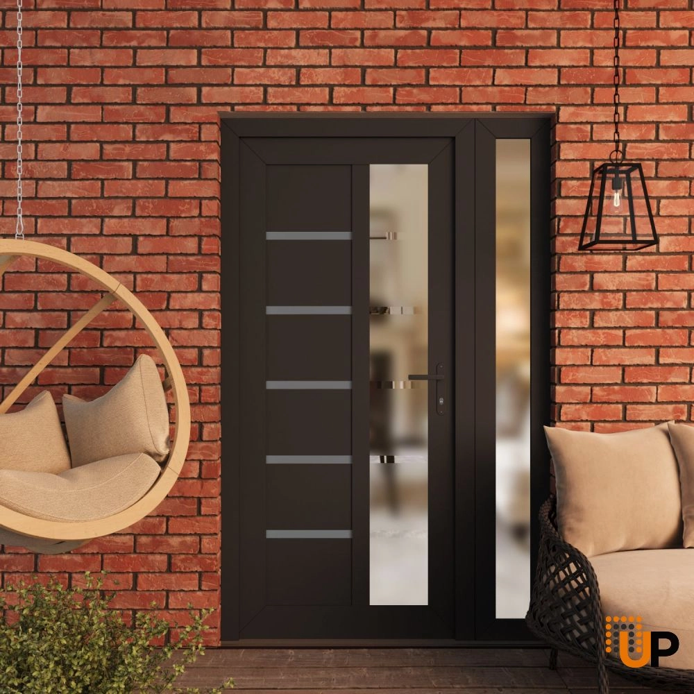 Manux 8088 vinyl (upvc) door 48x80 (36+12x80) grey upvc Photo #3