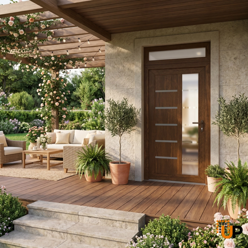 Manux 8088 vinyl (upvc) door 36x94 (36x80+14) brown upvc Photo #3