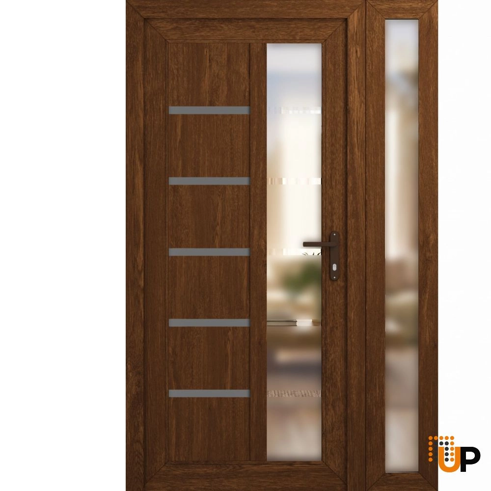 Manux 8088 vinyl (upvc) door 48x80 (36+12x80) brown upvc Photo #1
