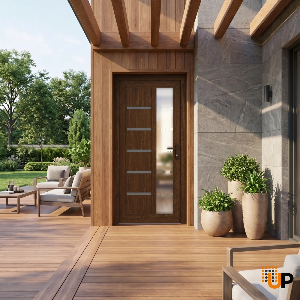 Manux 8088 vinyl (upvc) door 36x80 brown upvc Photo #3