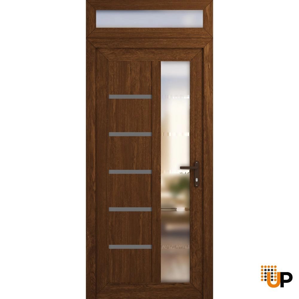 Manux 8088 vinyl (upvc) door 36x94 (36x80+14) brown upvc Photo #1