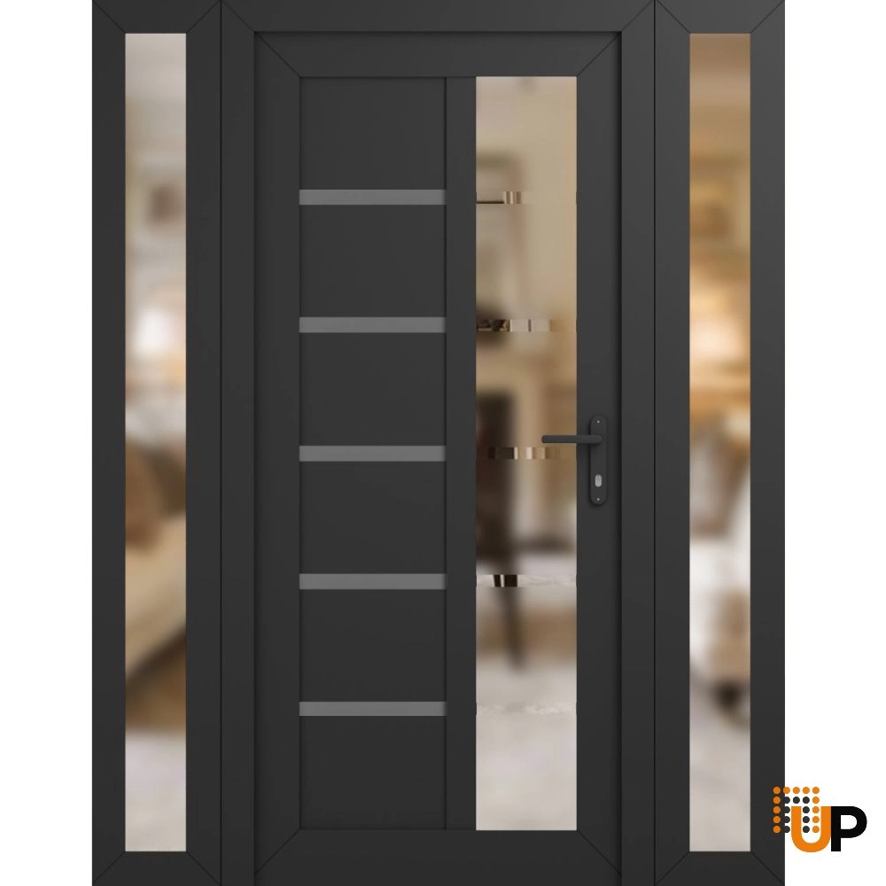 Manux 8088 vinyl (upvc) door 60x80 (12+36+12x80) grey upvc Photo #1