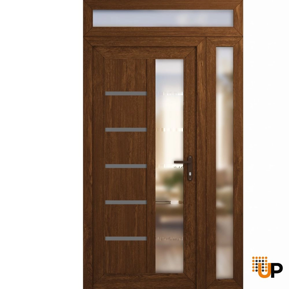 Manux 8088 vinyl (upvc) door 52x94 (36+16x80+14) brown upvc Photo #1
