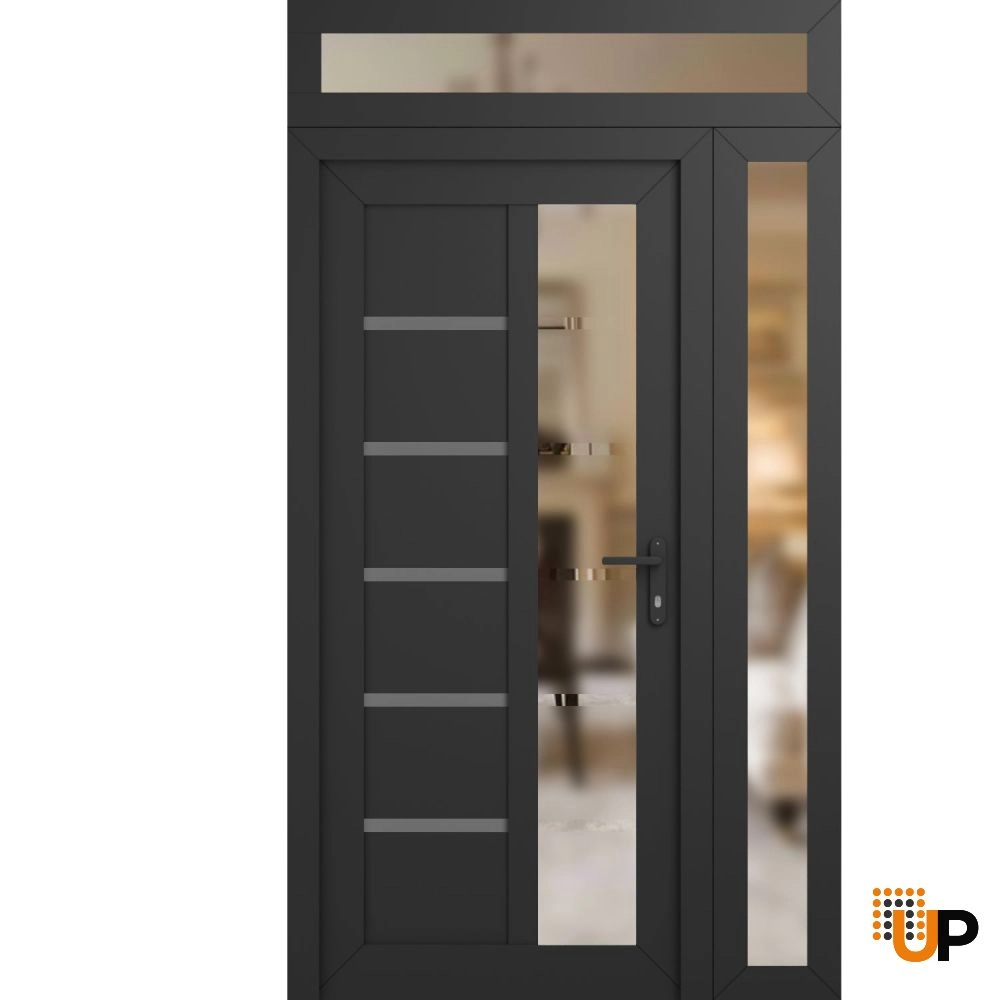 Manux 8088 vinyl (upvc) door 48x94 (36+12x80+14) grey upvc Photo #1