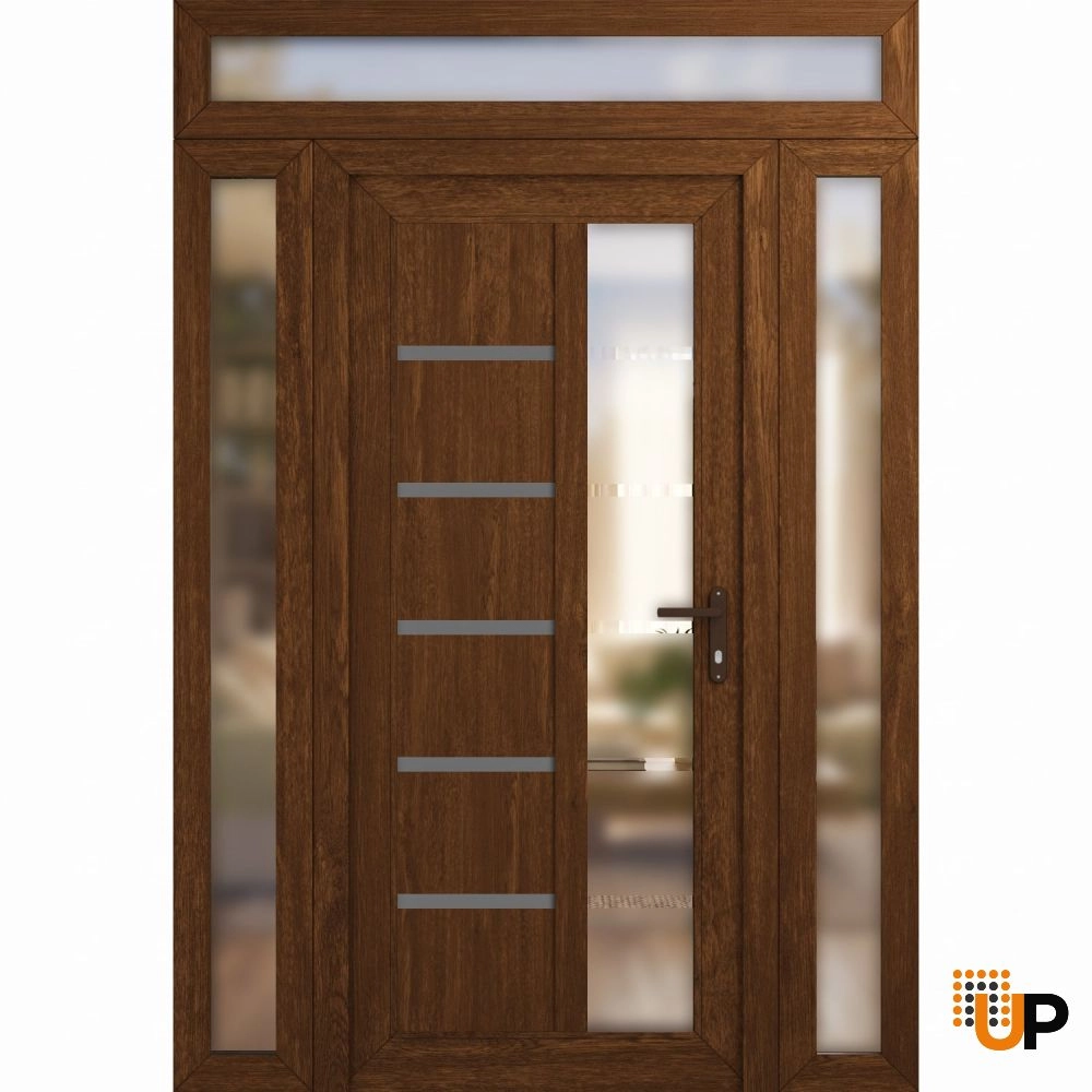 Manux 8088 vinyl (upvc) door 64x94 (14+36+14x80+14) brown upvc Photo #1