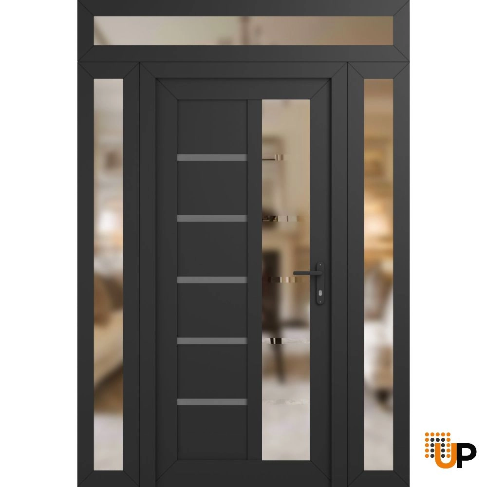 Manux 8088 vinyl (upvc) door 68x94 (16+36+16x80+14) grey upvc Photo #1