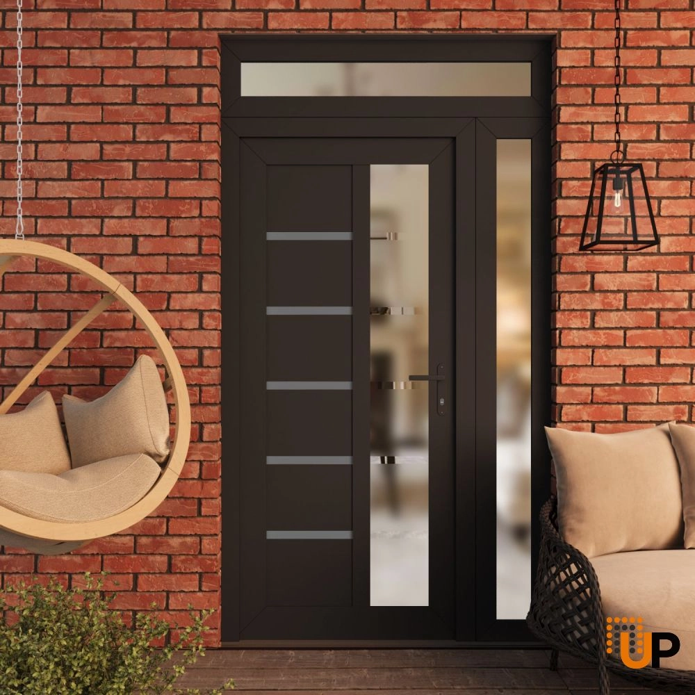 Manux 8088 vinyl (upvc) door 48x94 (36+12x80+14) grey upvc Photo #3