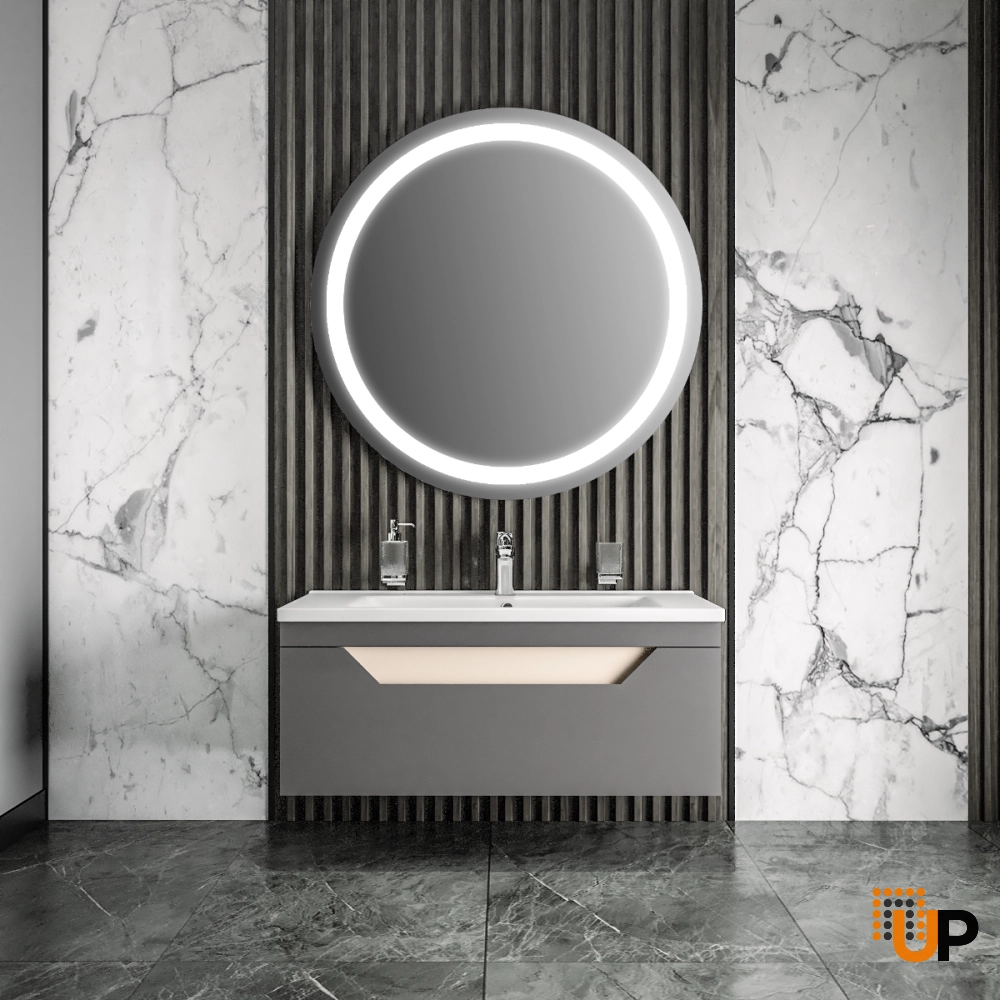 Modern Wall-Mount Bathroom Vanity with Washbasin | Troy Graphite Collection | Non-Toxic Fire-Resistant MDF-34" photo#2