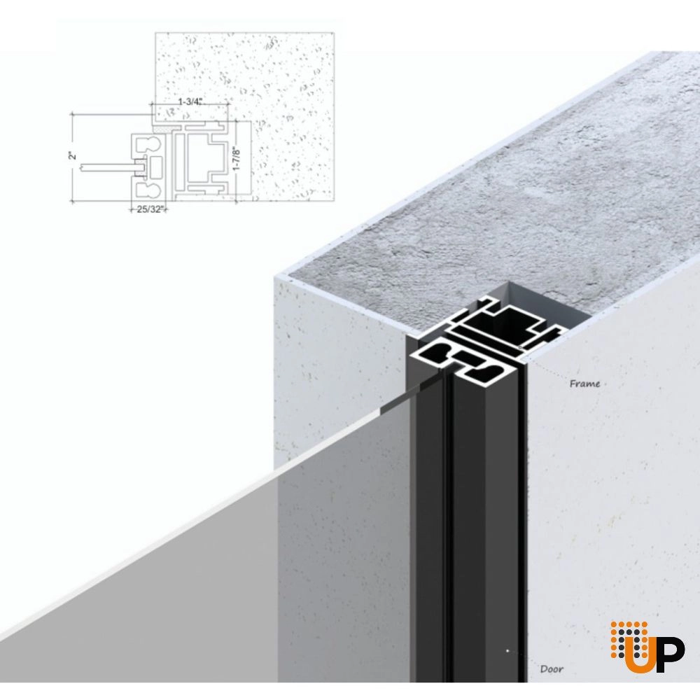 Aluminum Interior Hidden Door | Lumo 1900 Black Frosted Glass with Frame 24" x 80" Right-hand Inswing photo#3