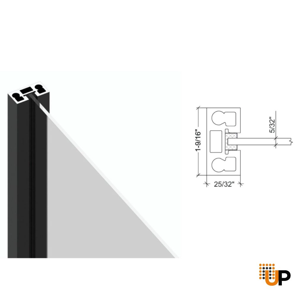 Aluminum Interior Door | Lumo 1805 Black Clear Glass with Frame, Trims, Extensions 24" x 80" Right-hand Inswing photo#4