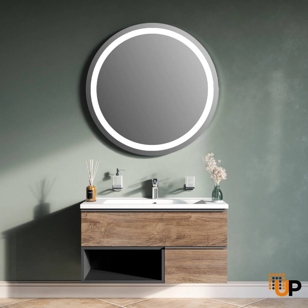 Modern Wall-Mount Bathroom Vanity with Washbasin | Monroe Antracite Alicante Collection | Non-Toxic Fire-Resistant MDF-40" photo#2