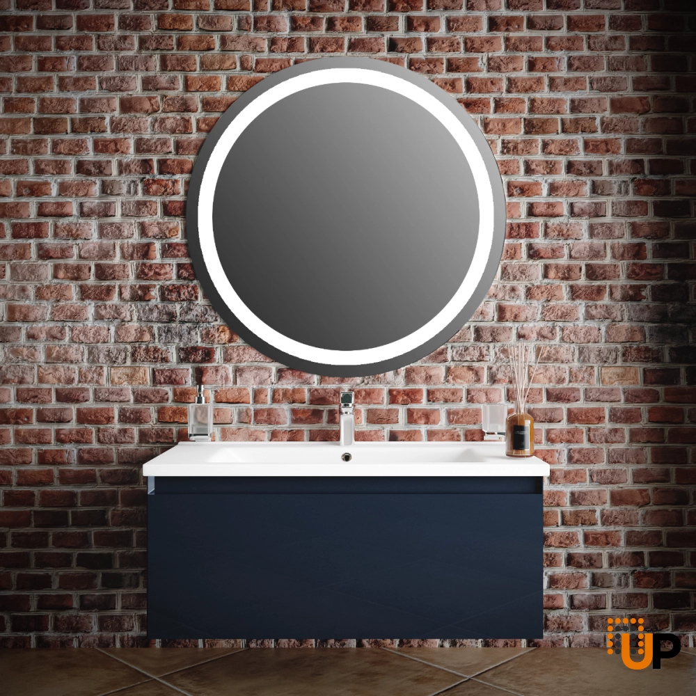 Modern Wall-Mount Bathroom Vanity with Washbasin | Magic Antracit Gloss Collection | Non-Toxic Fire-Resistant MDF-40" photo#2