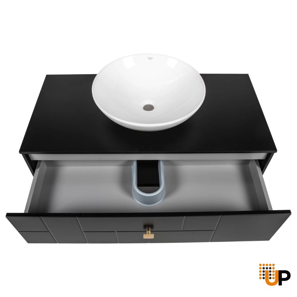 Modern Free Standing Bathroom Vanity with Washbasin | Dune Black Matte Collection | Non-Toxic Fire-Resistant MDF-40" photo#6