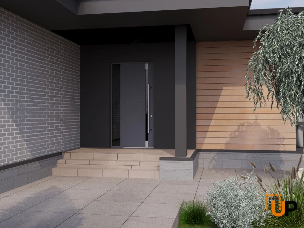 Single swing metal-aluminum modern exterior door with triplex | Ronex 1011 Gray | 48 x 112 (W36+12 x H96+16) photo#3