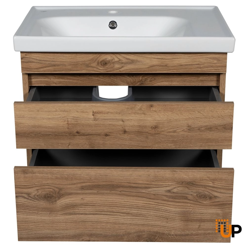 Modern Wall-Mounted Bathroom Vanity with Washbasin | Niagara Teak Natural Collection | Non-Toxic Fire-Resistant MDF-40" photo#4