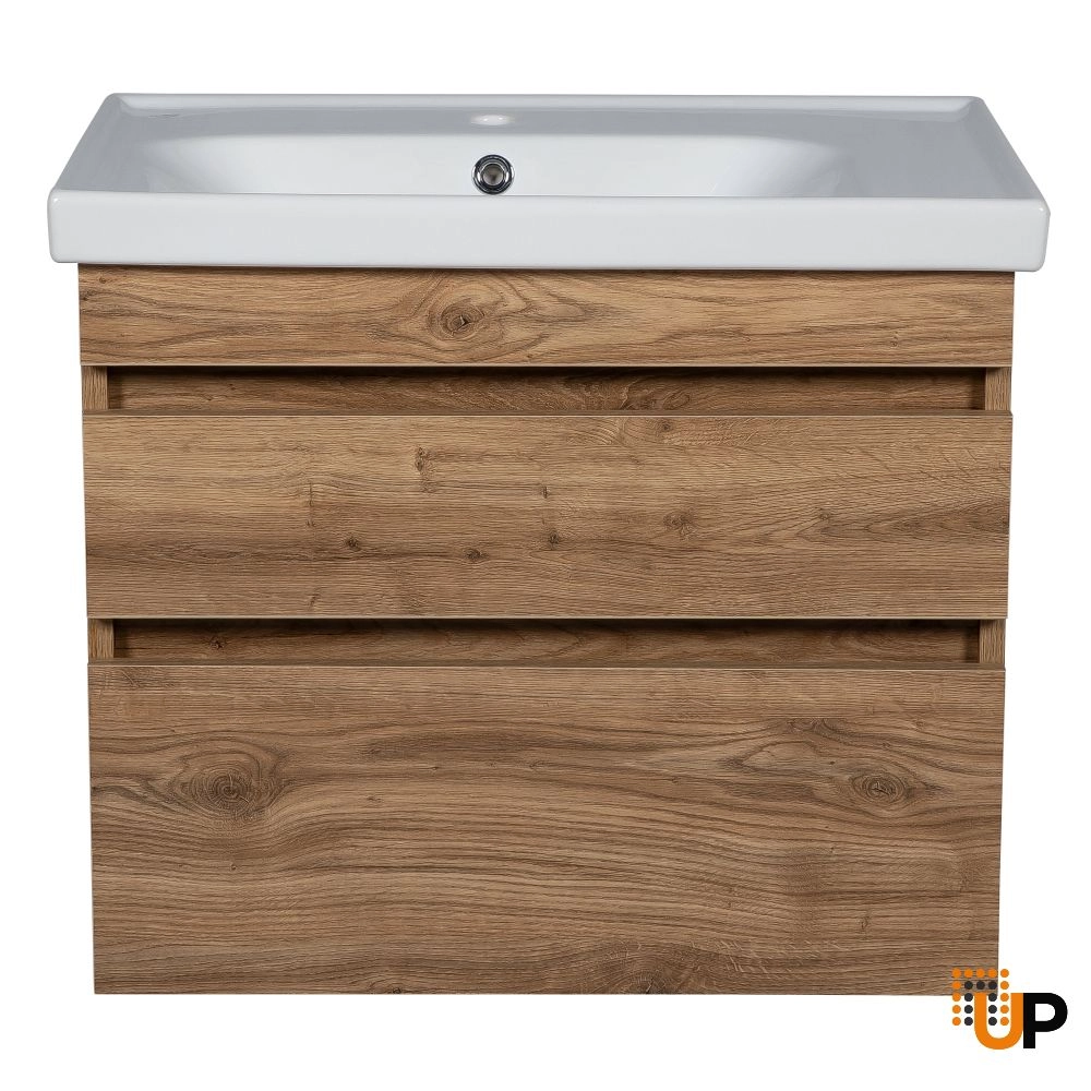 Modern Wall-Mounted Bathroom Vanity with Washbasin | Niagara Teak Natural Collection | Non-Toxic Fire-Resistant MDF-40" photo#5