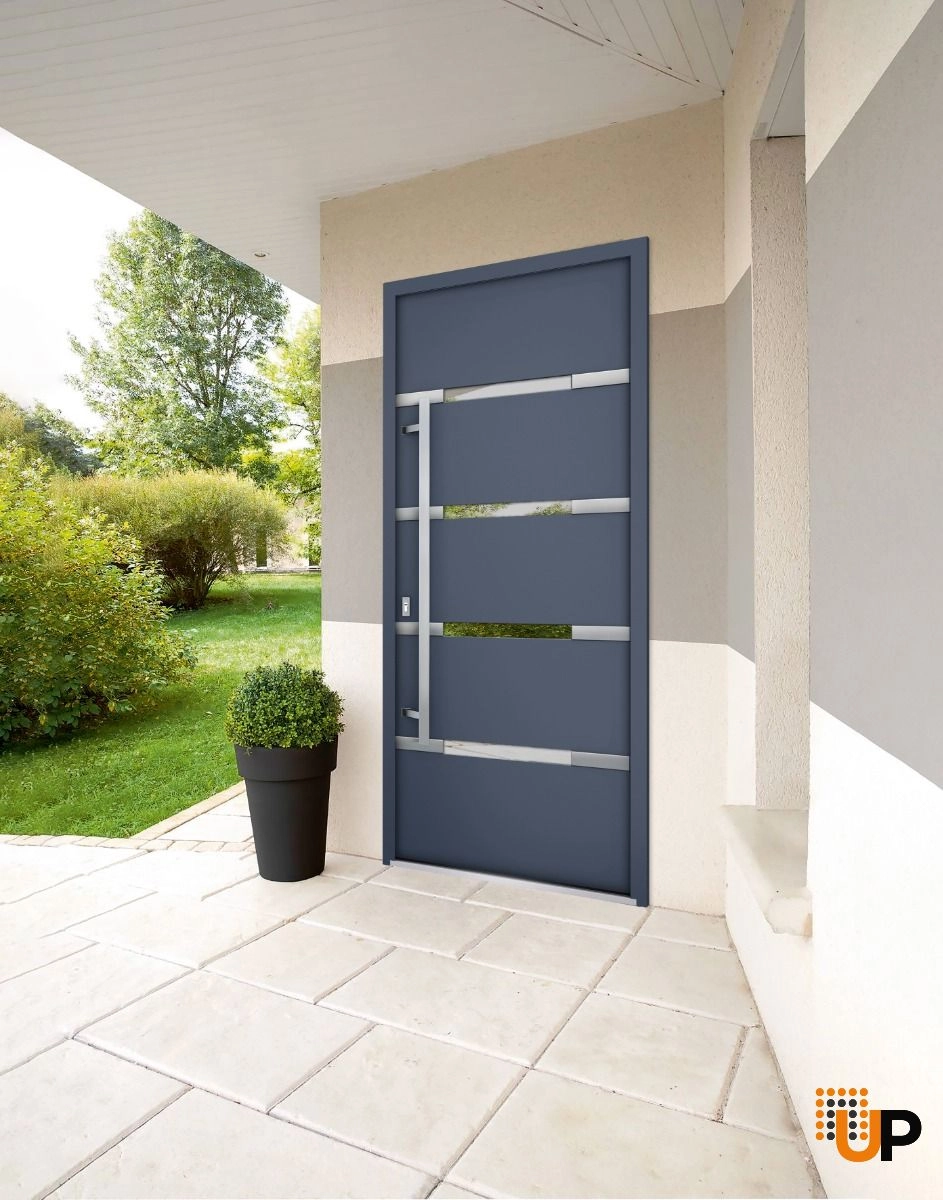 Single swing metal-aluminum modern exterior door with triplex | Deux 1105 Gray Graphite | 36 x 80 photo#2