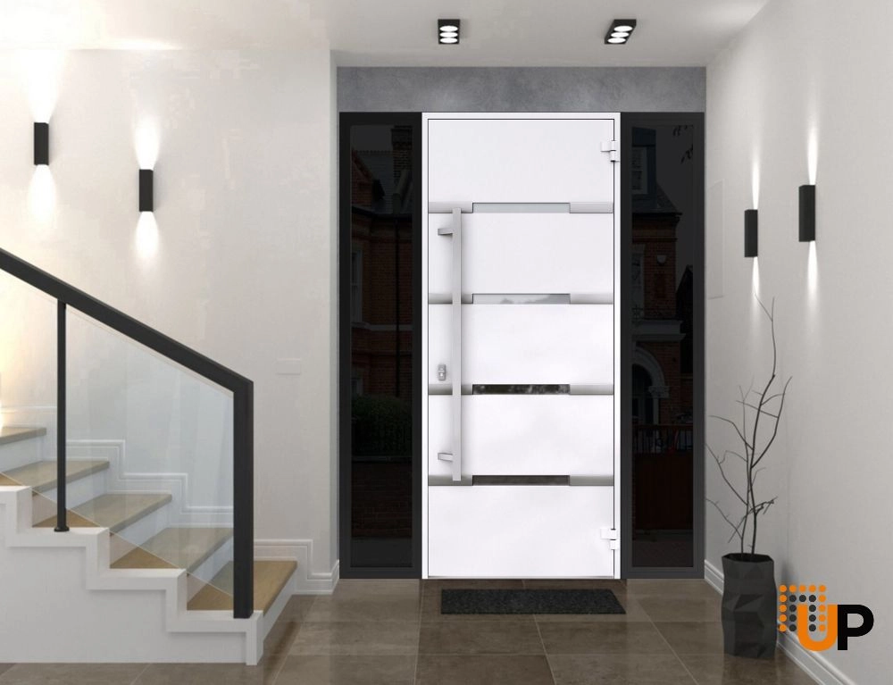 Single swing metal-aluminum modern exterior door with triplex | Deux 1105 Black | 60 x 80 photo#4