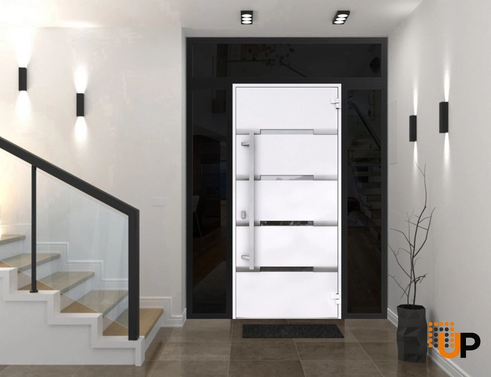 Single swing metal-aluminum modern exterior door with triplex | Deux 1105 Black | 60 x 96 photo#4
