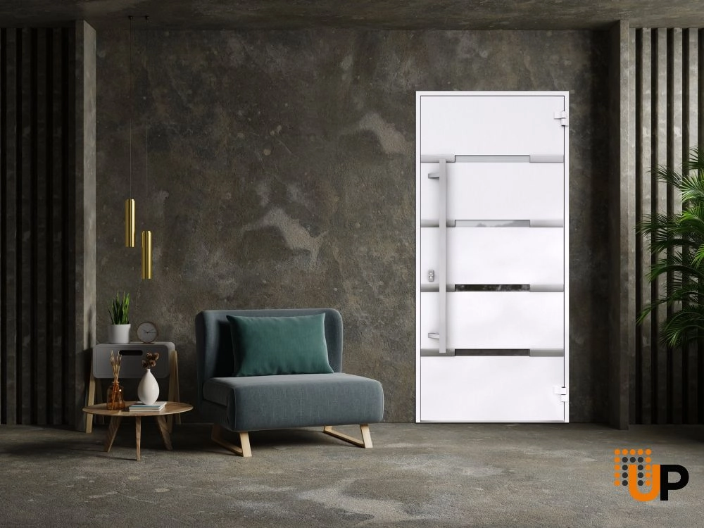 Single swing metal-aluminum modern exterior door with triplex | Deux 1105 Black | 36 x 80 photo#4