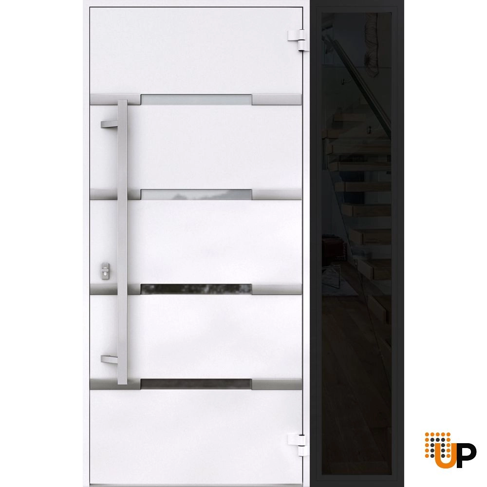 Single swing metal-aluminum modern exterior door with triplex | Deux 1105 Black | 48 x 80 photo#2