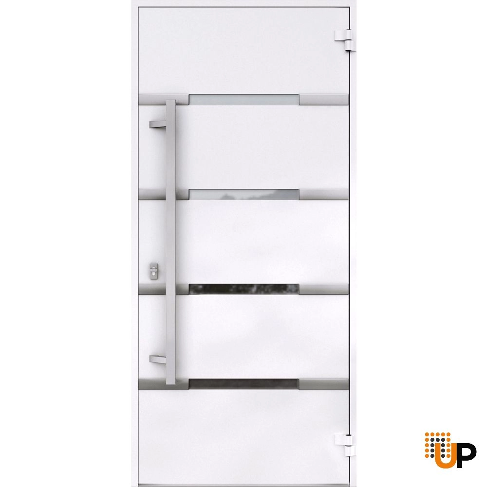 Single swing metal-aluminum modern exterior door with triplex | Deux 1105 Black | 36 x 80 photo#2
